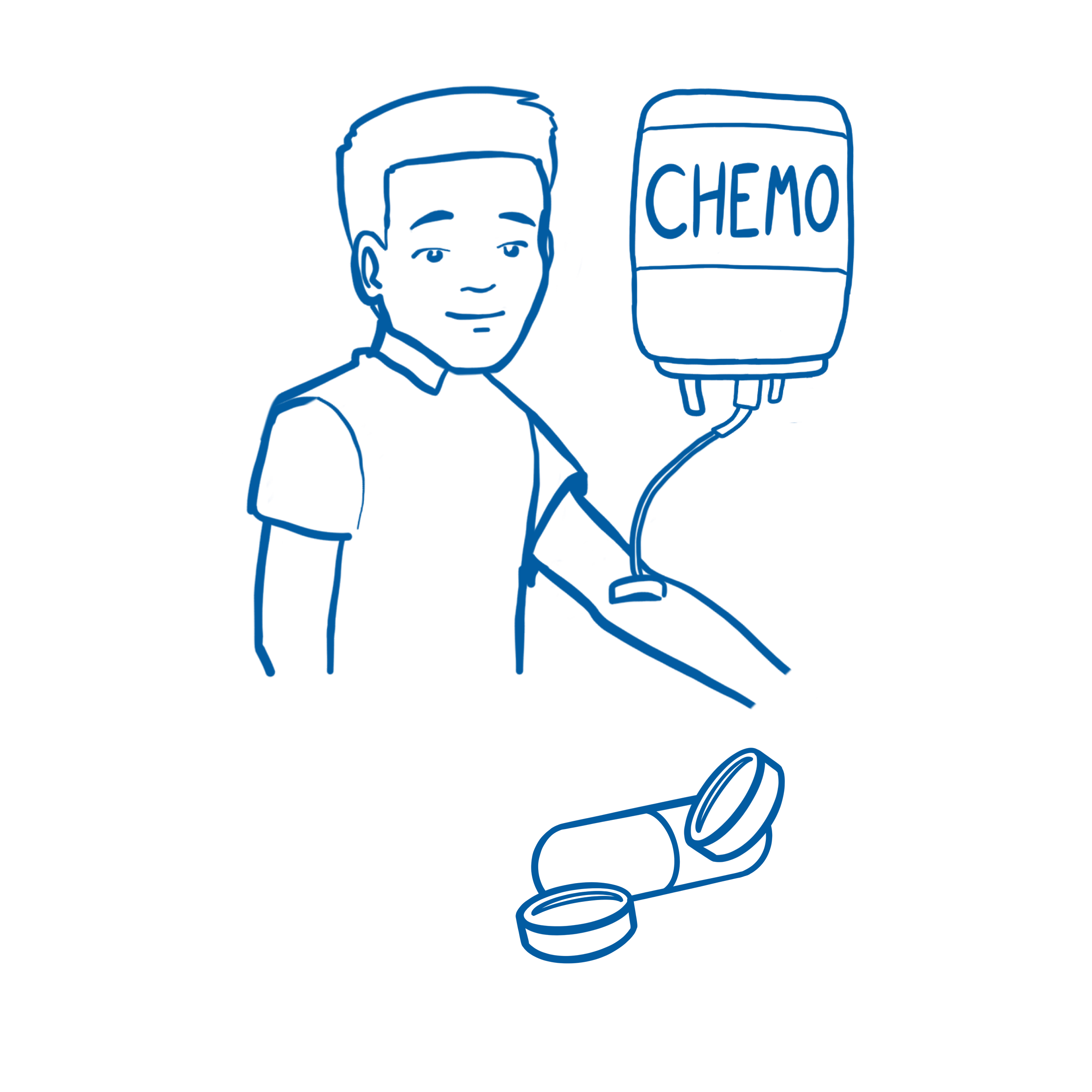 Illustration eines Patienten, der eine Infusion mit der Aufschrift